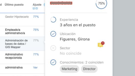 How You Match functionality in InfoJobs